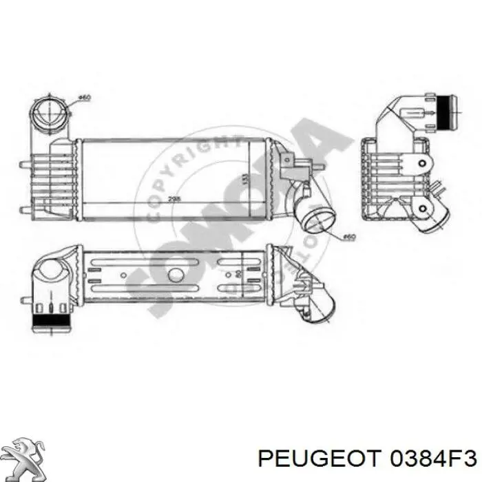 Radiador de aire de admisión 0384F3 Peugeot/Citroen