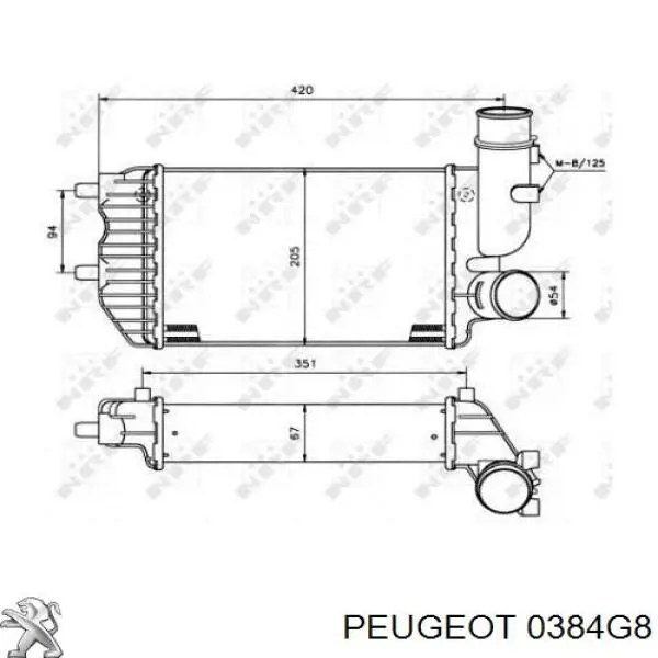 Radiador de aire de admisión 0384G8 Peugeot/Citroen
