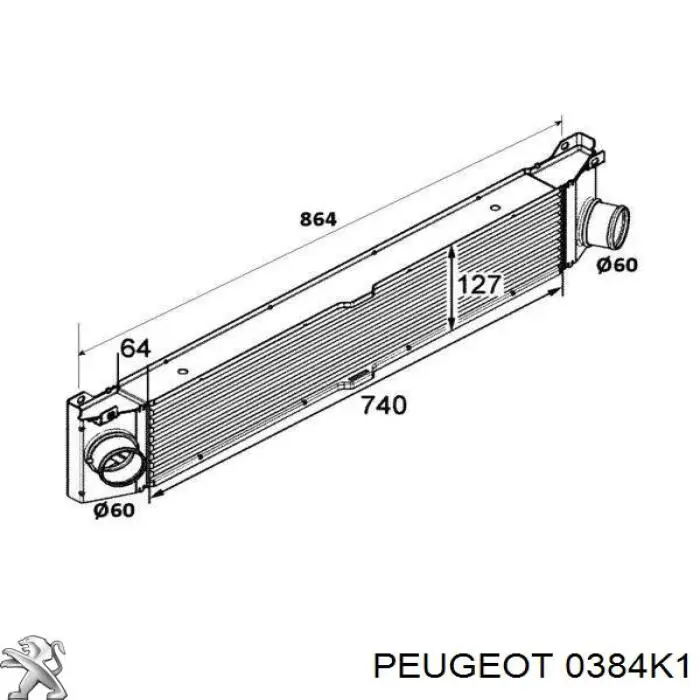 0384K1 Peugeot/Citroen radiador de intercooler