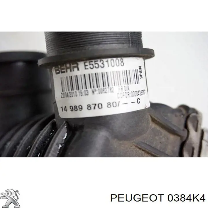 Radiador de aire de admisión 0384K4 Peugeot/Citroen