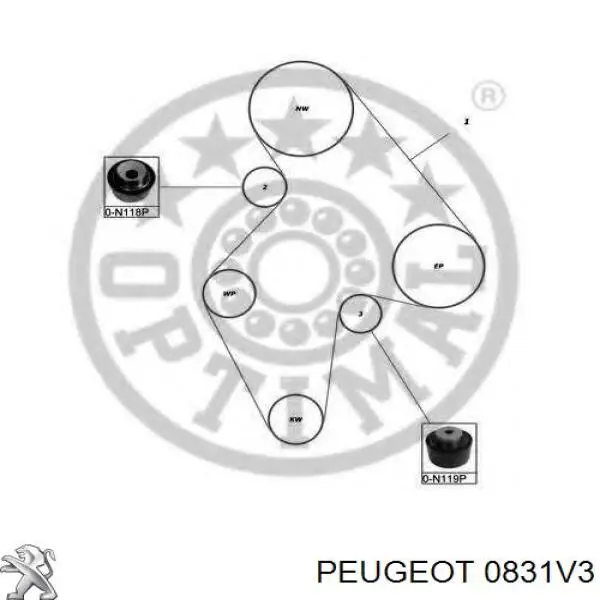 Ремень ГРМ, комплект Peugeot/Citroen 0831V3