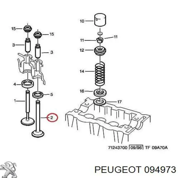 Выпускной клапан двигателя Peugeot/Citroen 094973 цена, от 5.54 USD