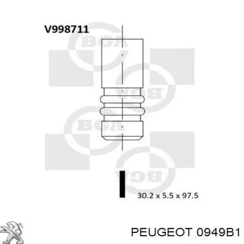 Válvula de escape 0949B1 Peugeot/Citroen