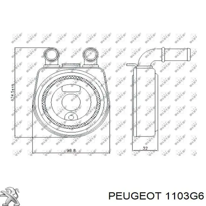 Radiador de aceite, bajo de filtro 1103G6 Peugeot/Citroen