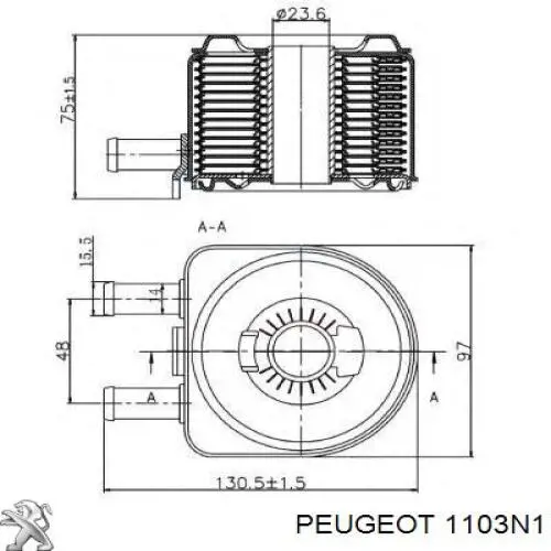 1103N1 Peugeot/Citroen радиатор масляный (холодильник, под фильтром)