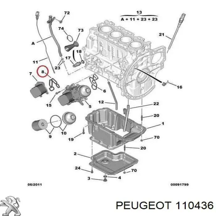 Прокладка радіатора масляного 110436 Peugeot/Citroen
