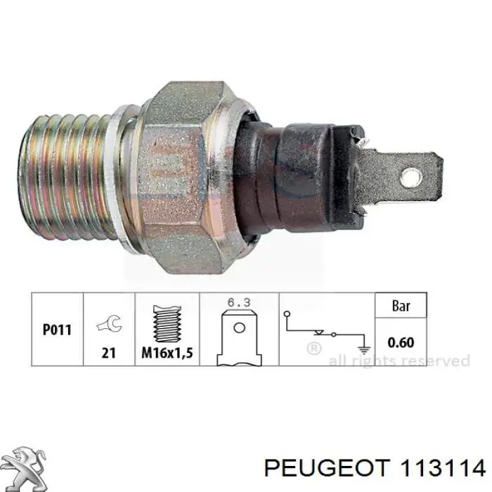 Indicador, presión del aceite 113114 Peugeot/Citroen