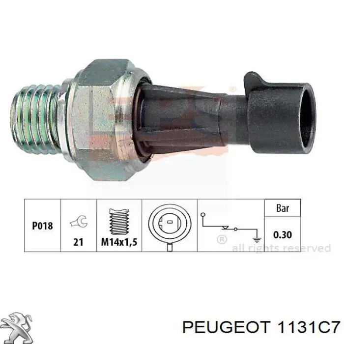 Indicador, presión del aceite 1131C7 Peugeot/Citroen