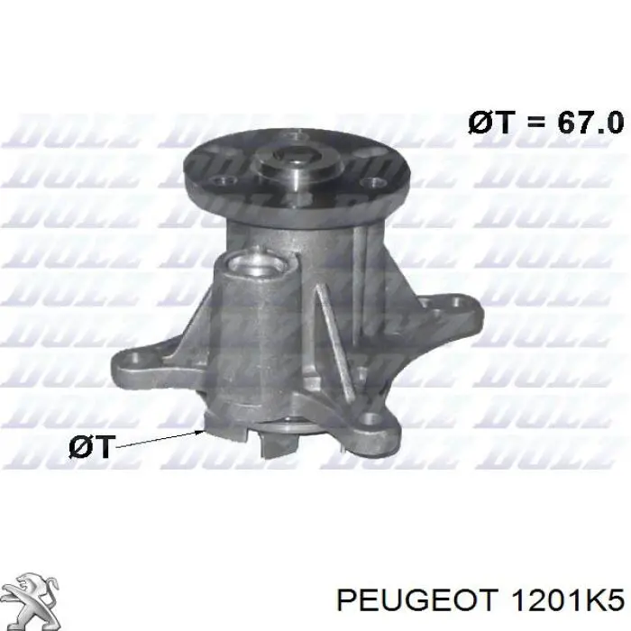 Помпа водяная (насос) охлаждения Peugeot/Citroen 1201K5