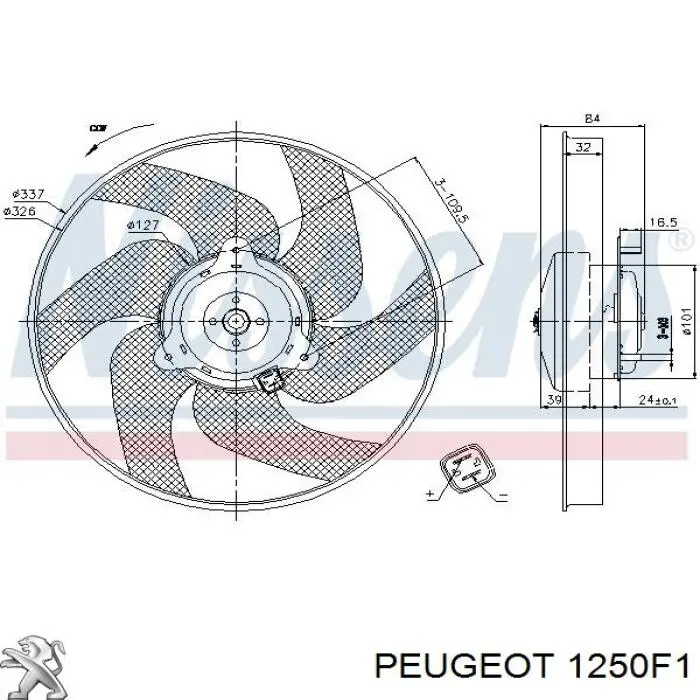 Ventilador (rodete +motor) refrigeración del motor con electromotor completo 1250F1 Peugeot/Citroen