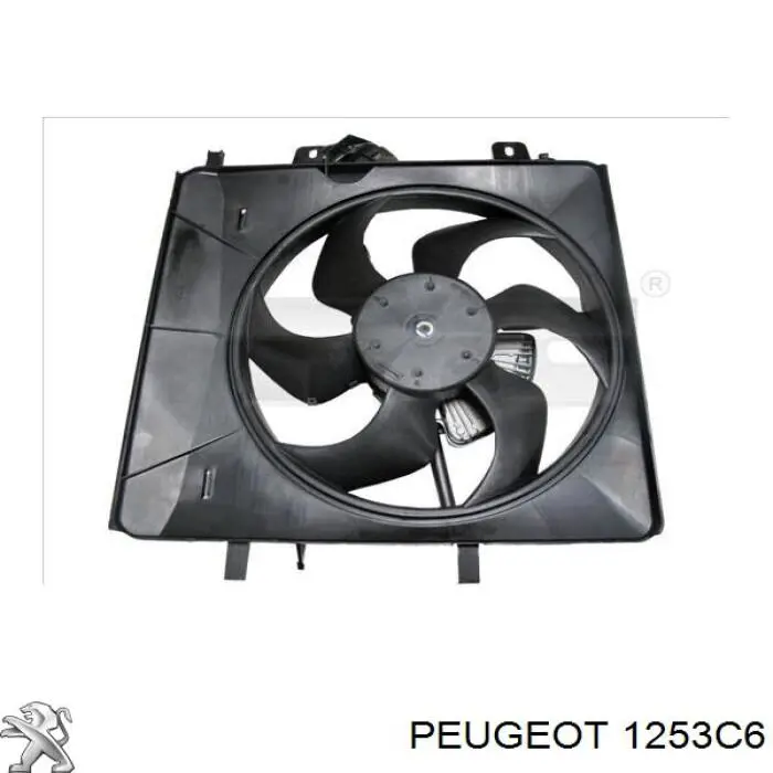 Difusor de radiador, ventilador de refrigeración, condensador del aire acondicionado, completo con motor y rodete 1253C6 Peugeot/Citroen