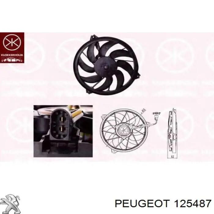 125487 Peugeot/Citroen электровентилятор охлаждения в сборе (мотор+крыльчатка)