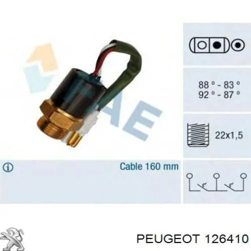 Датчик температуры охлаждающей жидкости (включения вентилятора радиатора) Peugeot/Citroen 126410