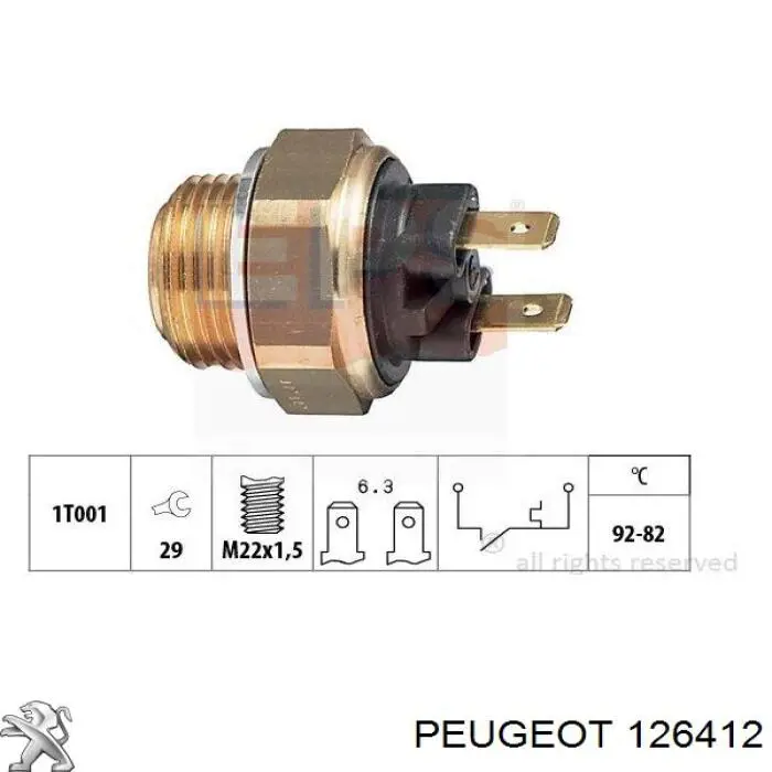 Датчик включения вентилятора радиатора 126412 Peugeot/Citroen