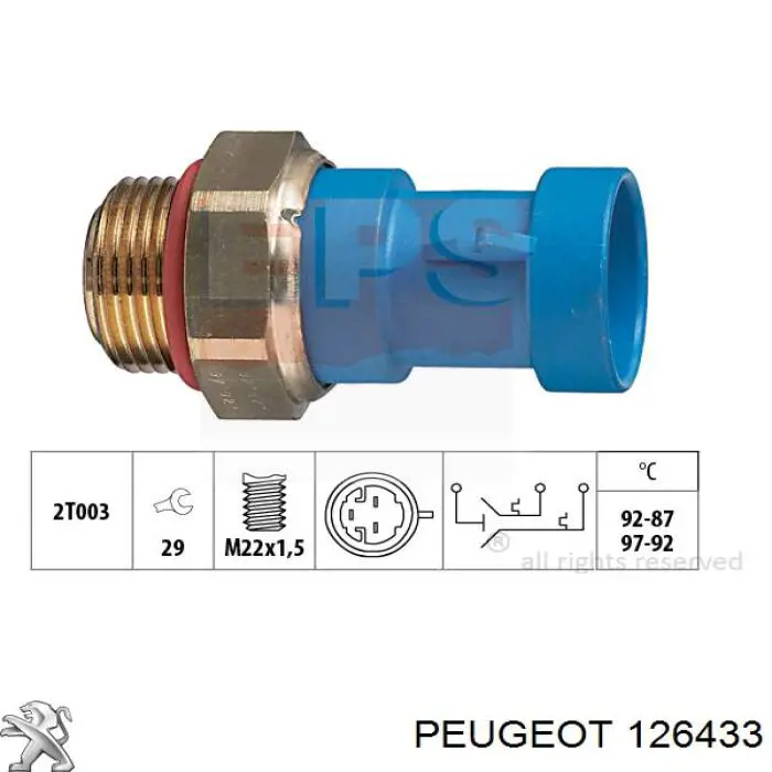 Sensor, temperatura del refrigerante (encendido el ventilador del radiador) 126433 Peugeot/Citroen