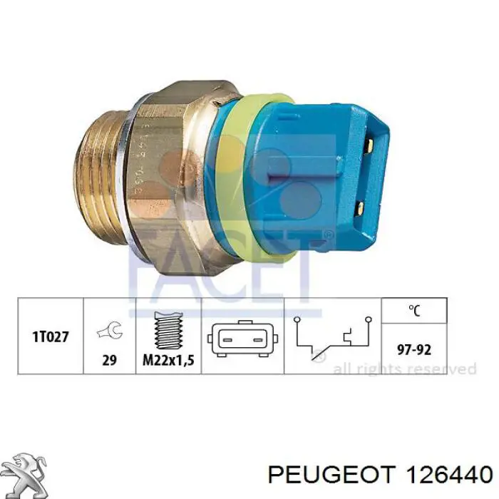 Sensor, temperatura del refrigerante (encendido el ventilador del radiador) 126440 Peugeot/Citroen