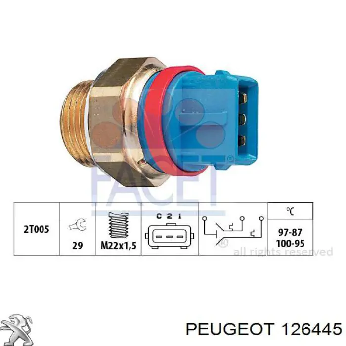 126445 Peugeot/Citroen датчик температуры охлаждающей жидкости (включения вентилятора радиатора)