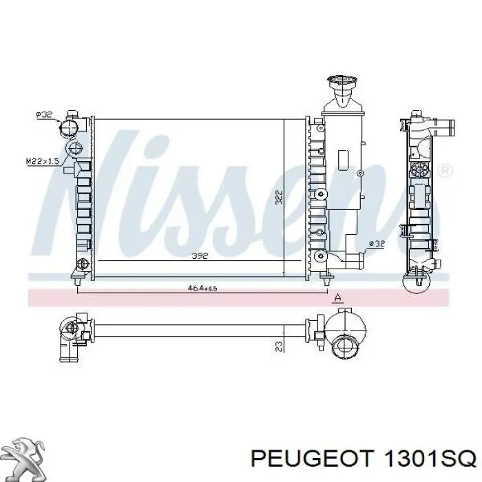 Радиатор 1301SQ Peugeot/Citroen