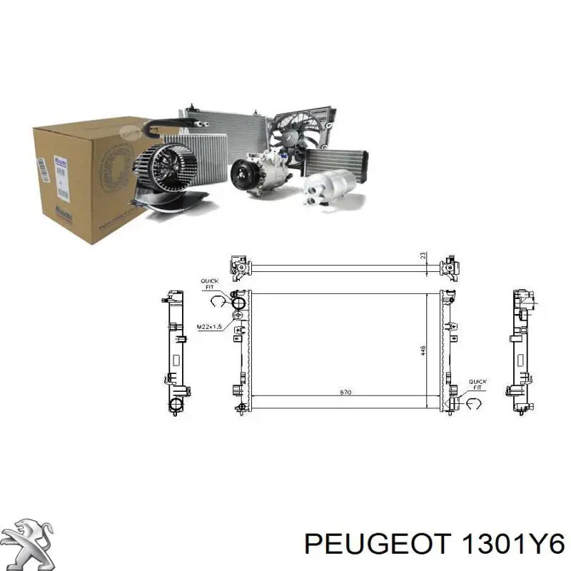 Radiador refrigeración del motor 1301Y6 Peugeot/Citroen
