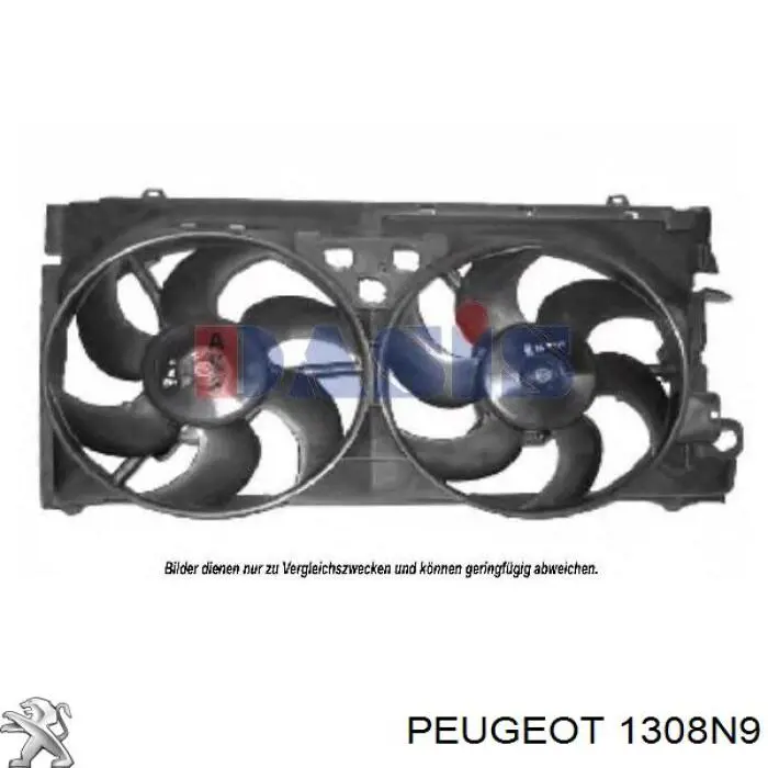 1308N9 Peugeot/Citroen диффузор радиатора охлаждения, в сборе с мотором и крыльчаткой