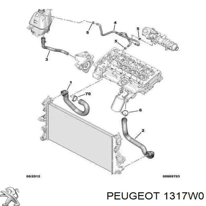 Шланг расширительного бачка нижний 00001317W0 Peugeot/Citroen