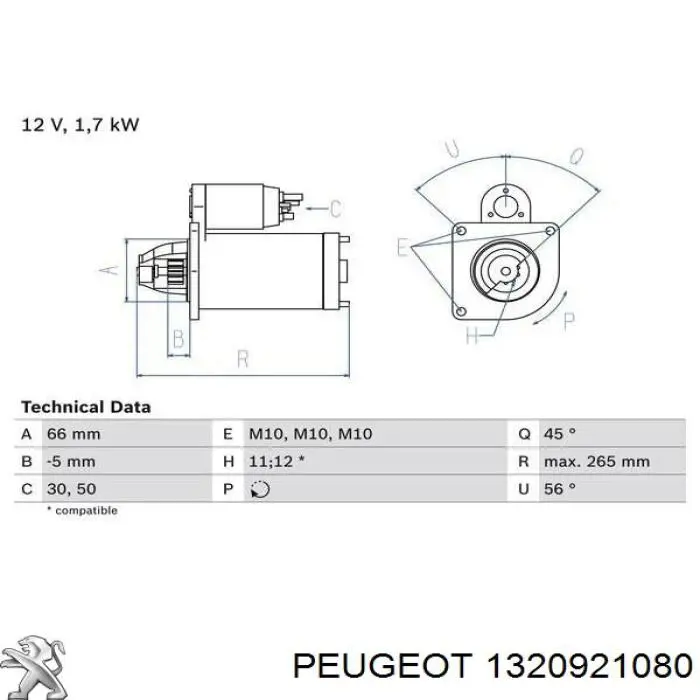 Купить 1320921080 Peugeot/Citroen Стартер