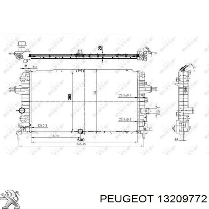 Radiador refrigeración del motor 13209772 Peugeot/Citroen