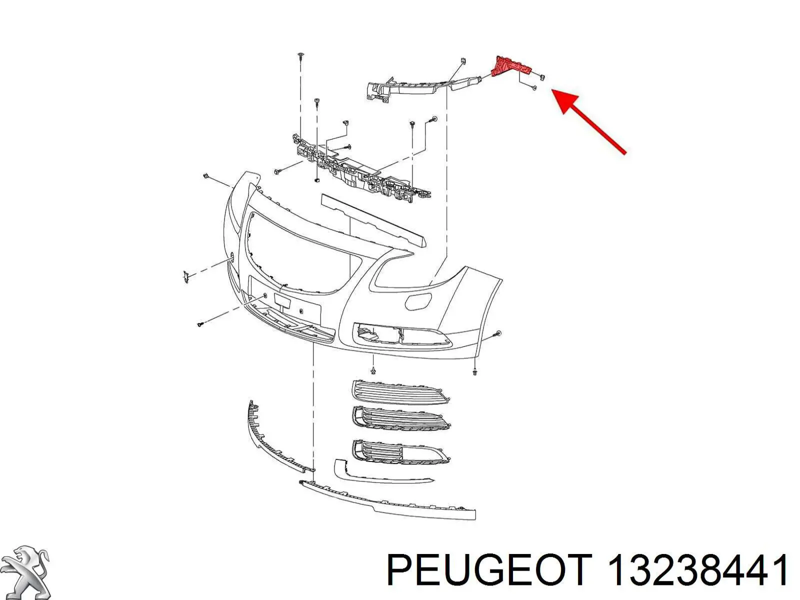 13238441 Peugeot/Citroen Левое крепление переднего бампера