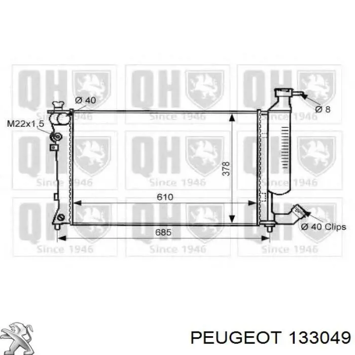 133049 Peugeot/Citroen radiador de esfriamento de motor