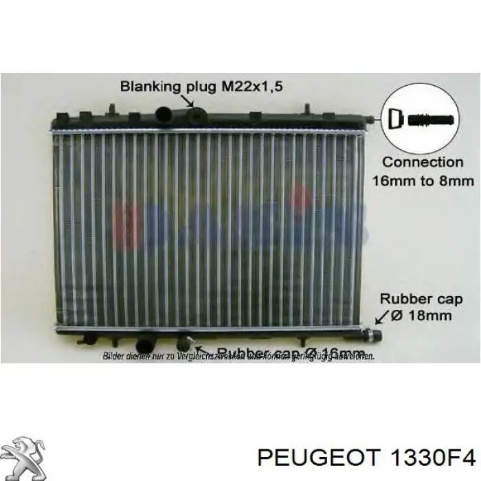 Radiador refrigeración del motor 1330F4 Peugeot/Citroen