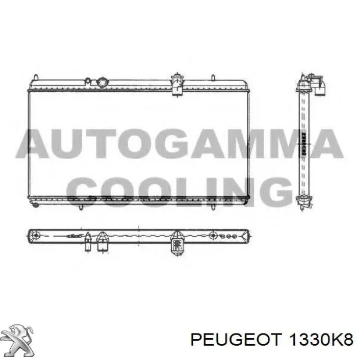 Radiador refrigeración del motor 1330K8 Peugeot/Citroen