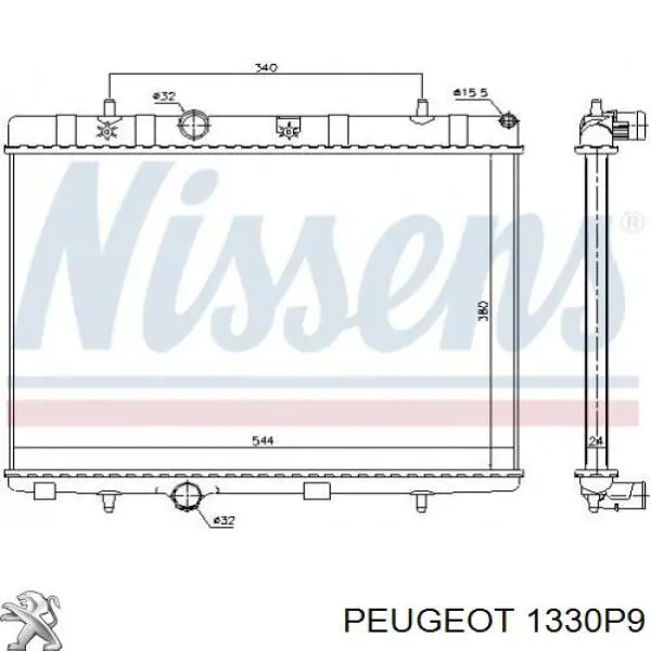 Купить 1330P9 Peugeot/Citroen Радиатор водяной