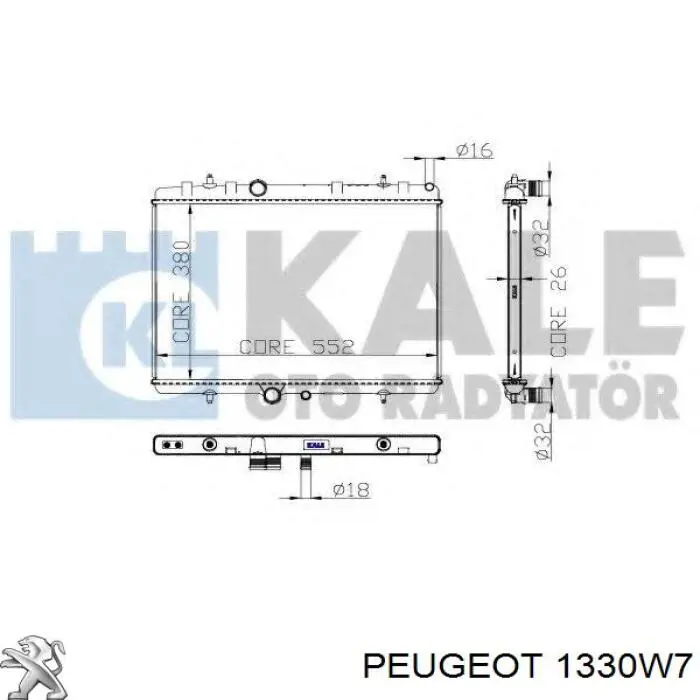 Радиатор 1330W7 Peugeot/Citroen