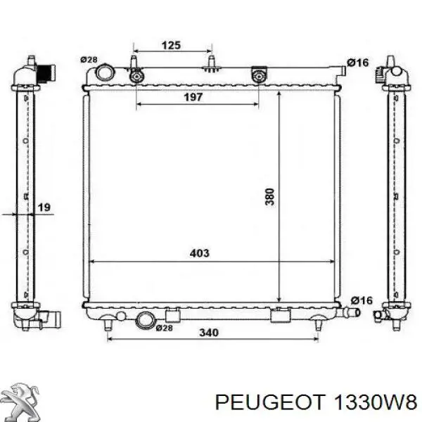 1330W8 Peugeot/Citroen радиатор