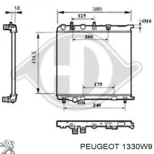 Купить 1330W9 Peugeot/Citroen Радиатор водяной