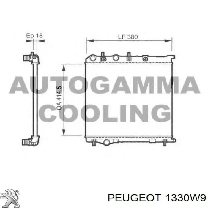 Radiador refrigeración del motor 1330W9 Peugeot/Citroen