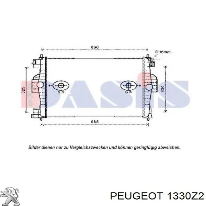 Радиатор охлаждения двигателя Peugeot/Citroen 1330Z2 цена, от 129.37 USD