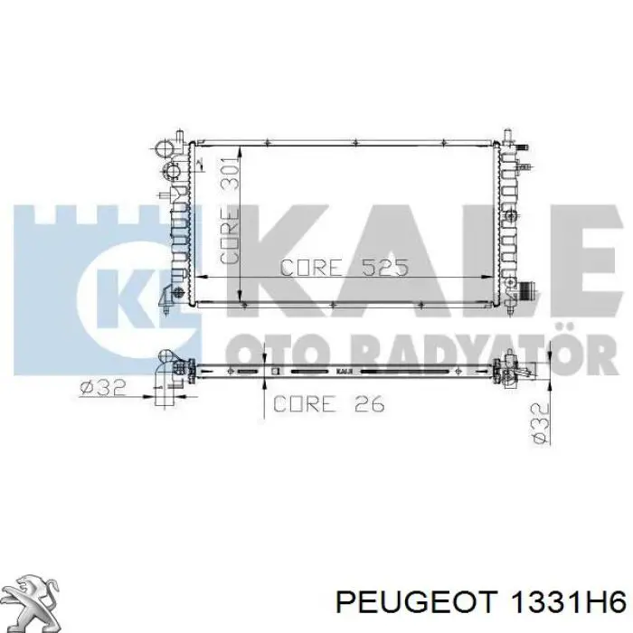 Radiador refrigeración del motor 1331H6 Peugeot/Citroen
