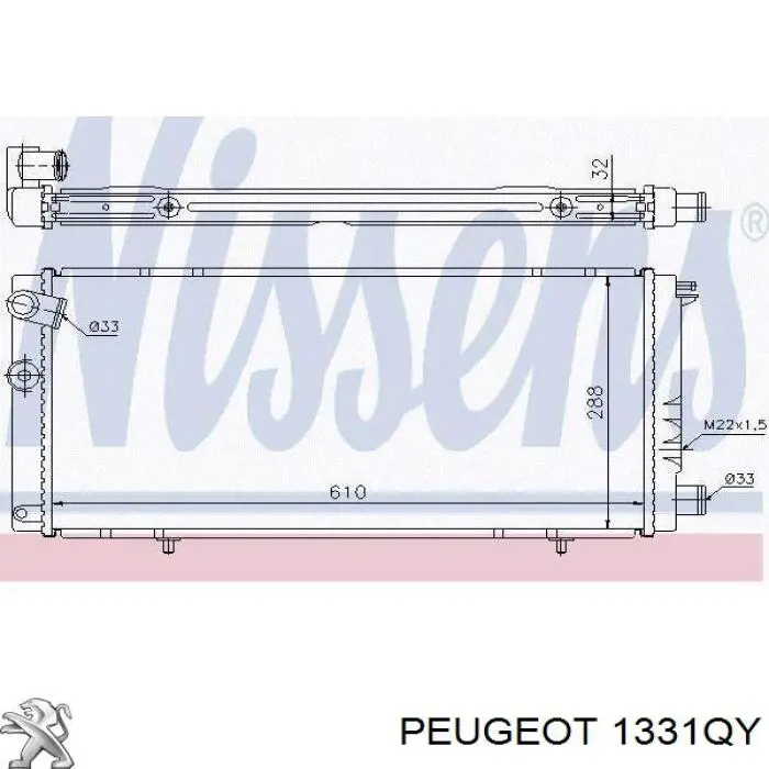Radiador refrigeración del motor 1331QY Peugeot/Citroen