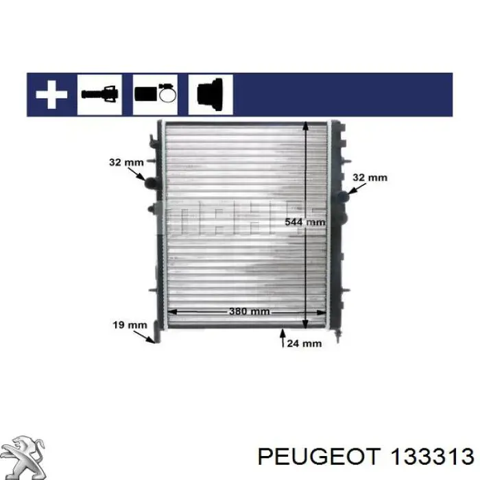 133313 Peugeot/Citroen radiador de esfriamento de motor