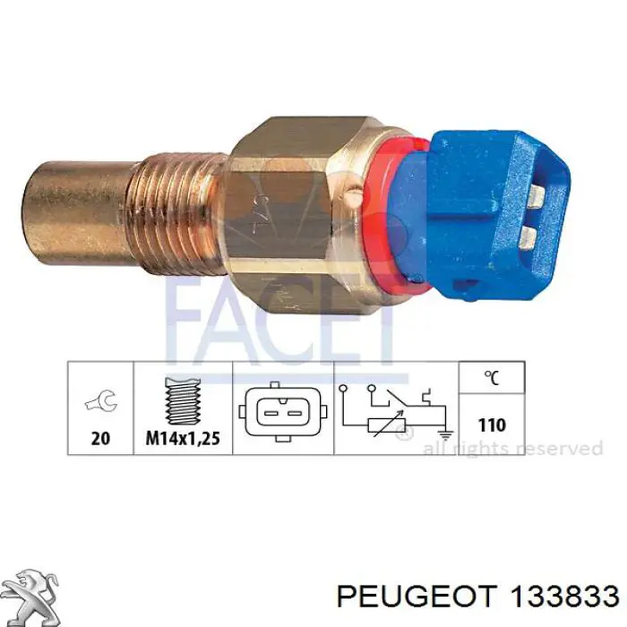 Sensor de temperatura del refrigerante 133833 Peugeot/Citroen