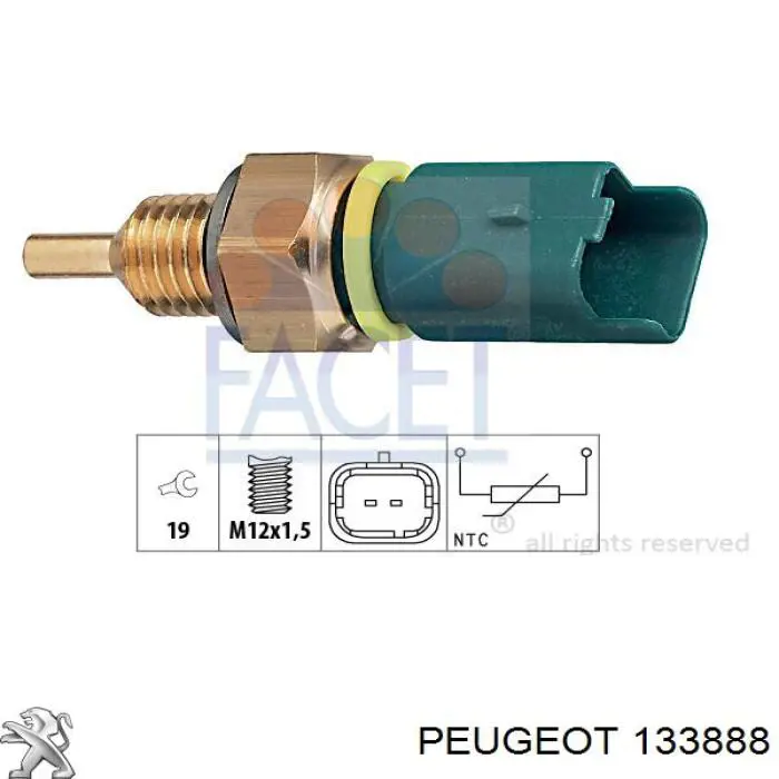 Sensor de temperatura del refrigerante 133888 Peugeot/Citroen