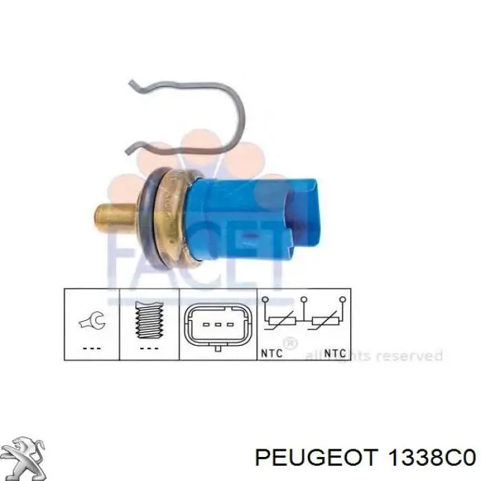 Sensor de temperatura del refrigerante 1338C0 Peugeot/Citroen