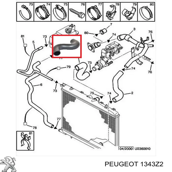 Купить 1343Z2 Peugeot/Citroen Патрубок радиатора