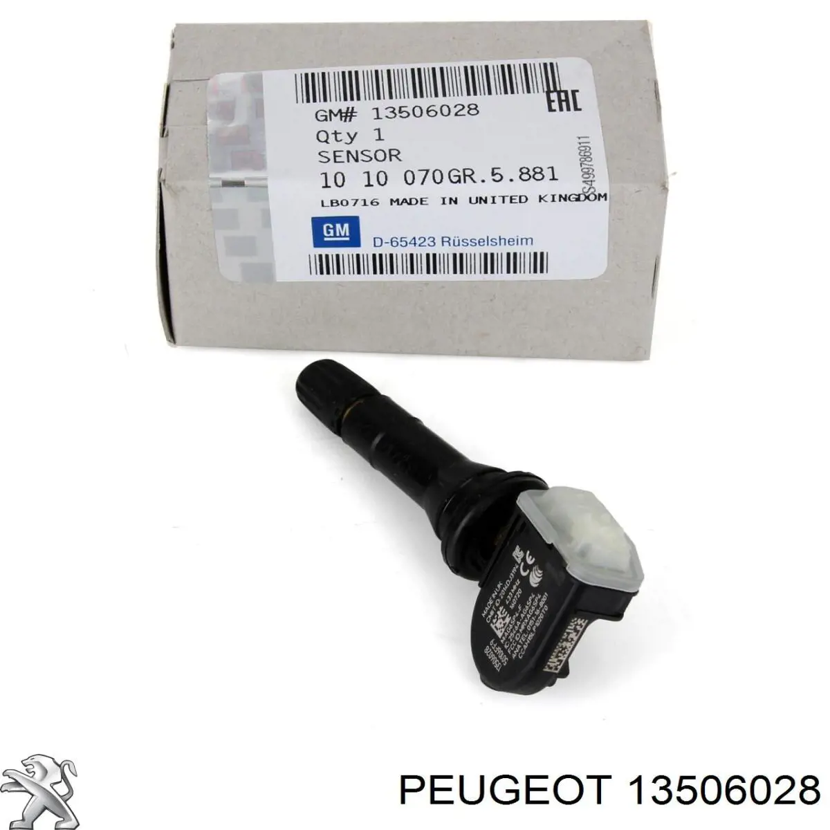 13506028 Peugeot/Citroen sensor de pressão de ar nos pneus