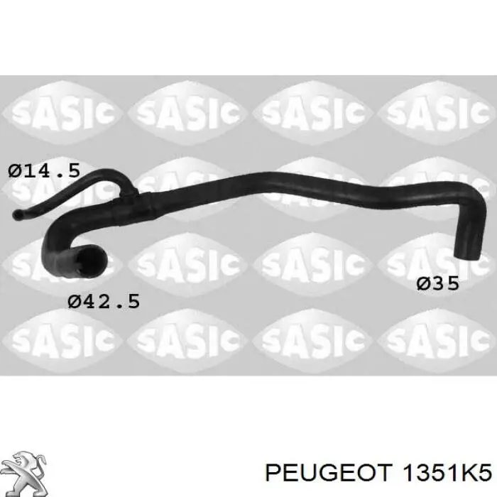 1351K5 Peugeot/Citroen шланг (патрубок радиатора охлаждения нижний)
