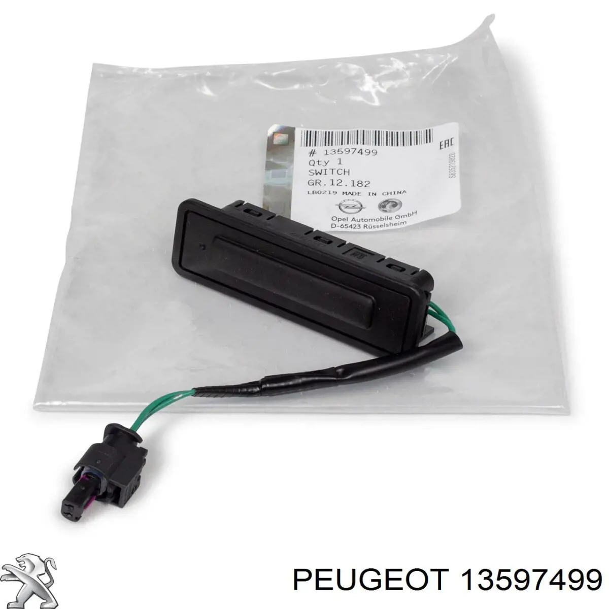 13597499 Peugeot/Citroen botão de acionamento do fecho de tampa de porta-malas (de 3ª/5ª porta (de tampa de alcapão)