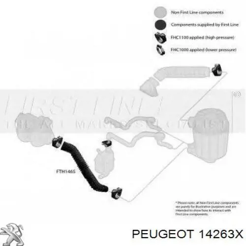 14263X Peugeot/Citroen cano derivado de ar, saída de filtro de ar