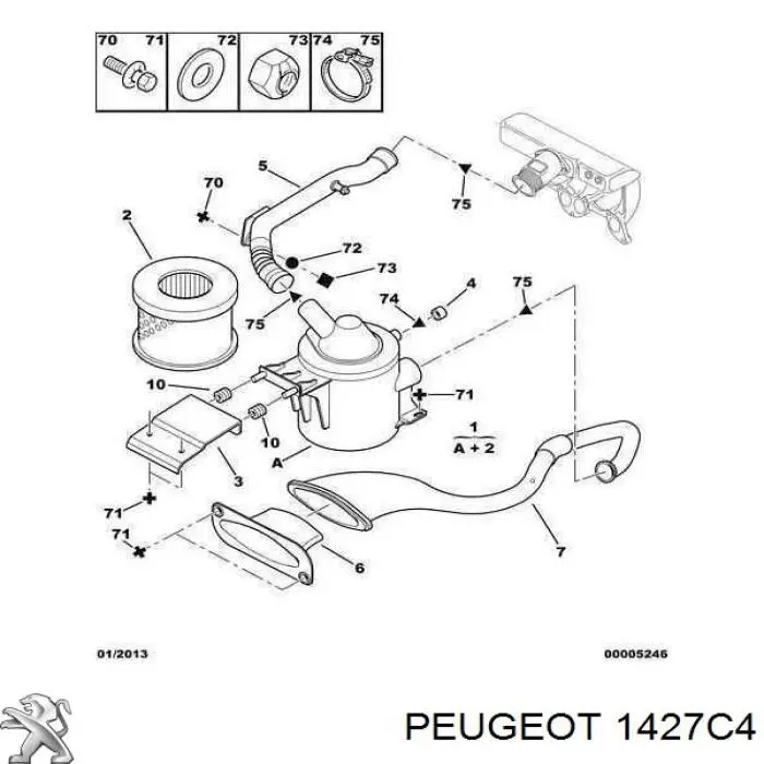 Купить 1427C4 Peugeot/Citroen Корпус воздушного фильтра
