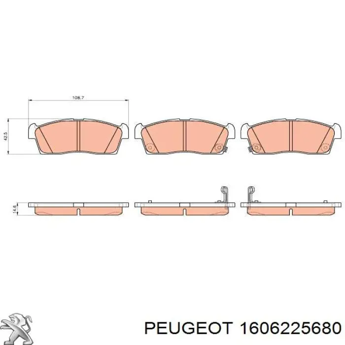 Pastillas de freno delanteras 1606225680 Peugeot/Citroen